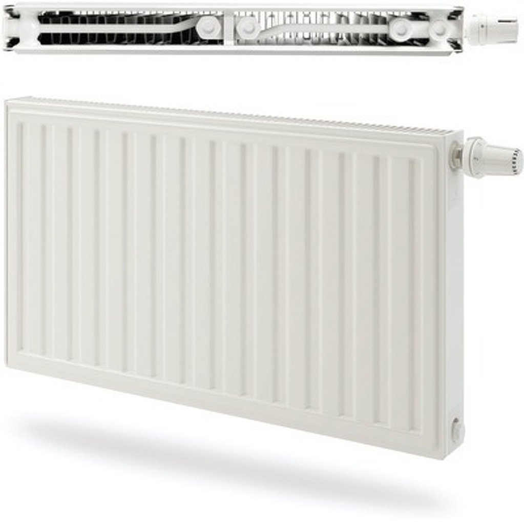 Radiateur eau chaude blanc vertical à une rangée de tubes plats en