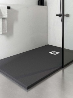Receveur De Douche Hiemal Inox 70 X 140 Cm Résine Gris Aspect Ardoise + Bonde Inox Incluse